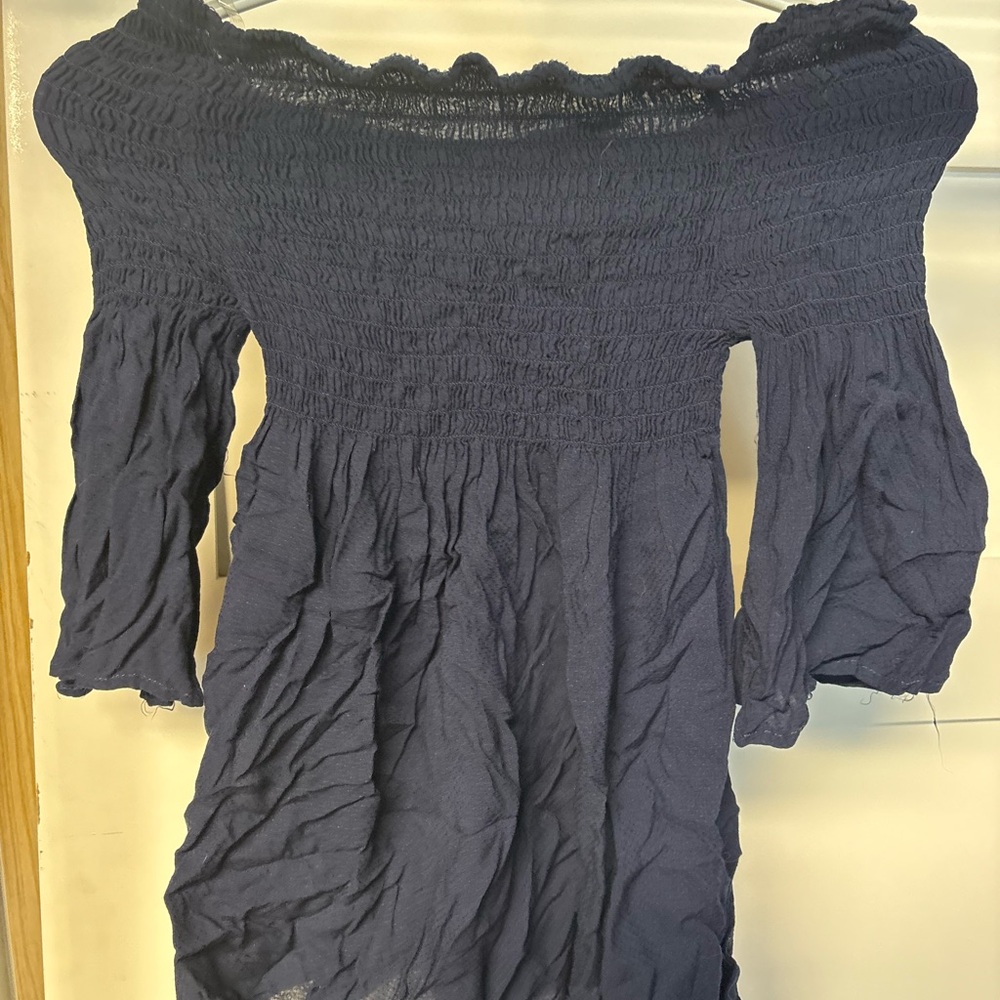 Off-Shoulder Navy Dress